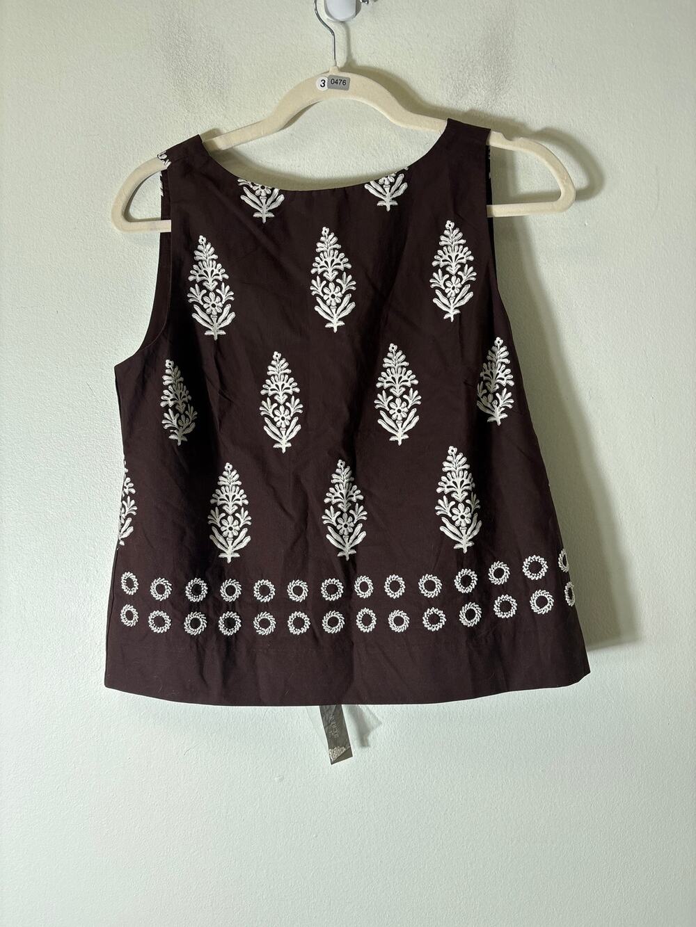 NWT J.Crew Pebble Brown Block and Beaded Top Sz 4